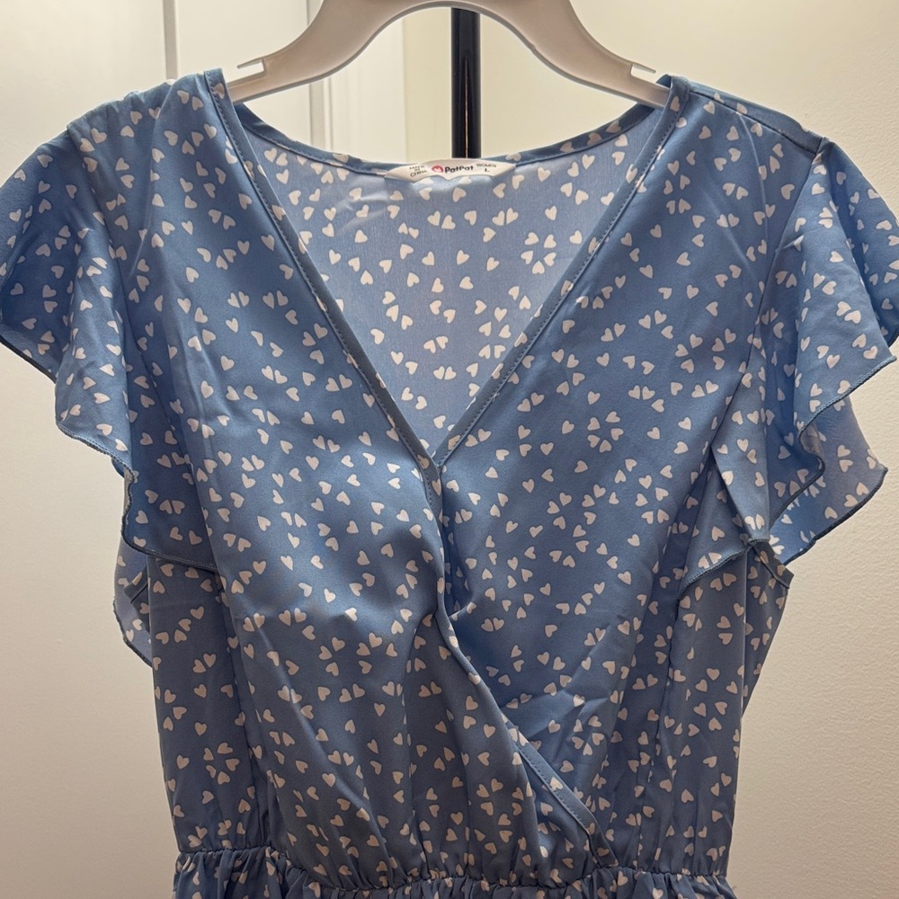 Blue Ruffle Floral Dress - Picture 2 of 7